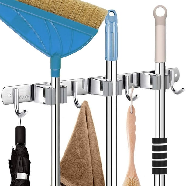 Organizer Home Mop Holder Spring Clip Rack Broom Hanger Wall Mounted Hooks